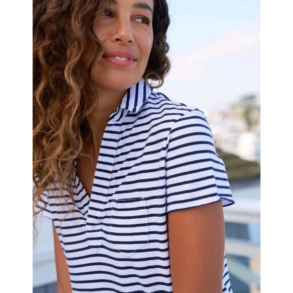 Frank & Eileen Charlotte Perfect Polo Shirt Tee Lab Medium Striped 100% Cotton - Picture 2 of 10
